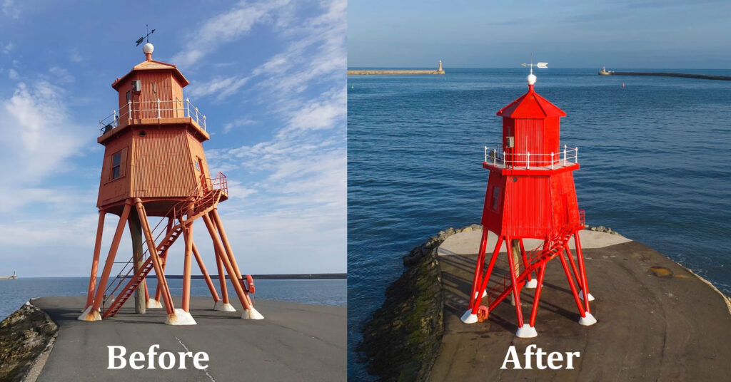 Herd Groyne Lighthouse Before and After