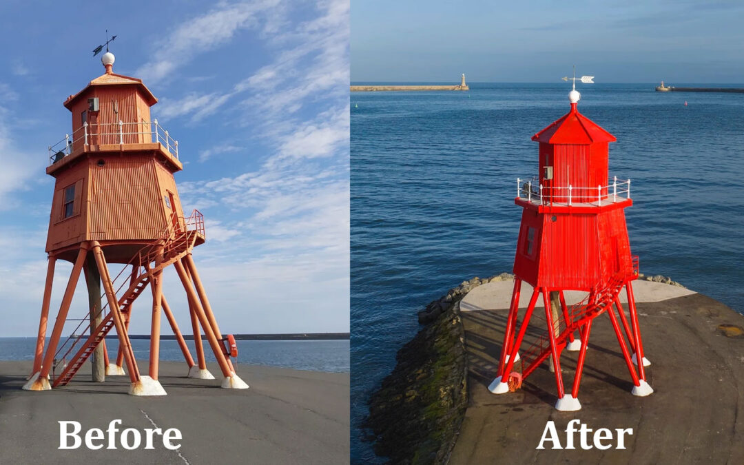 Herd Groyne Lighthouse Before and After